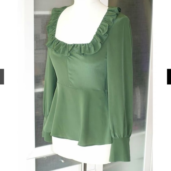 Alexa Chung emerald green silk blouse - Picture 9 of 10